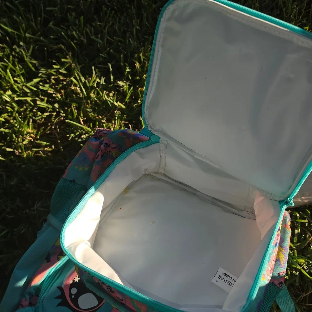 Kids Rolling Backpack and Lunch Box Set Turquoise Leopard Floral 3D Ears